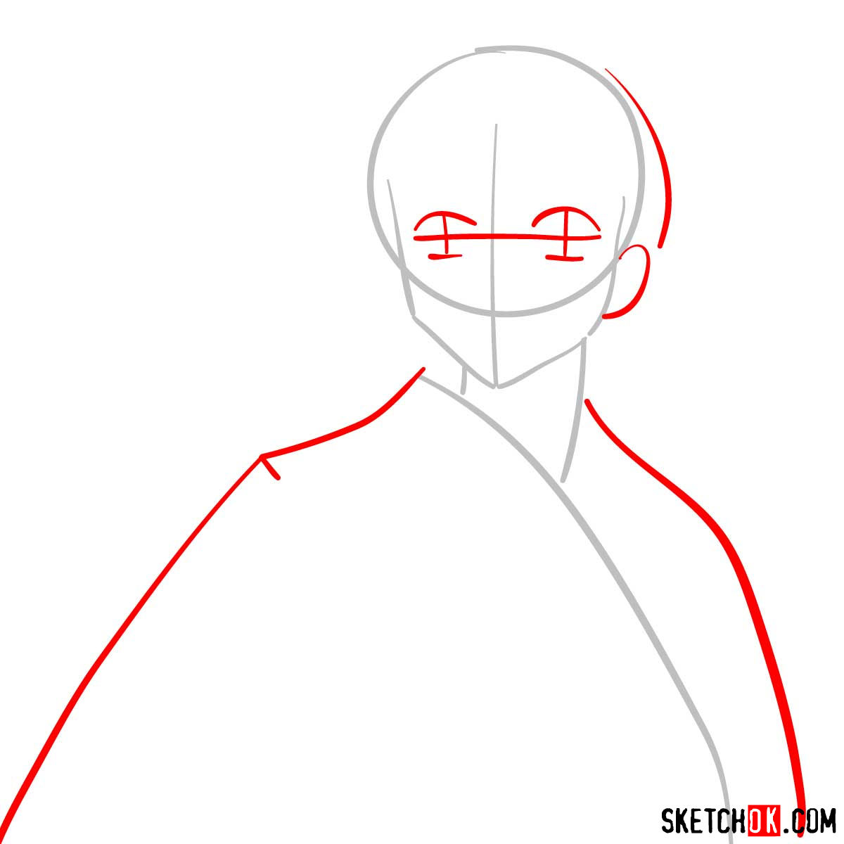 How to draw Miroku | Inuyasha - step 02