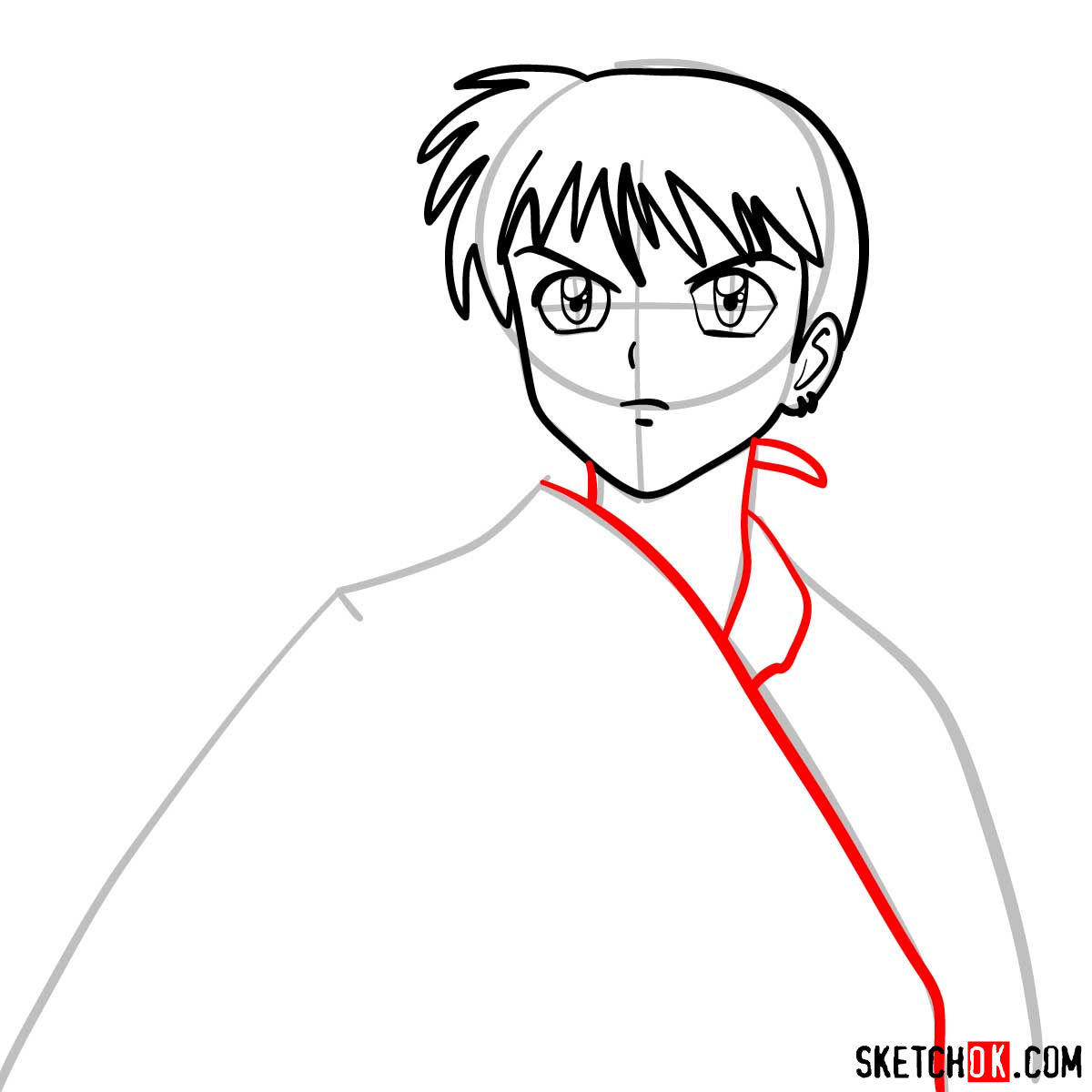 How to draw Miroku | Inuyasha - step 06