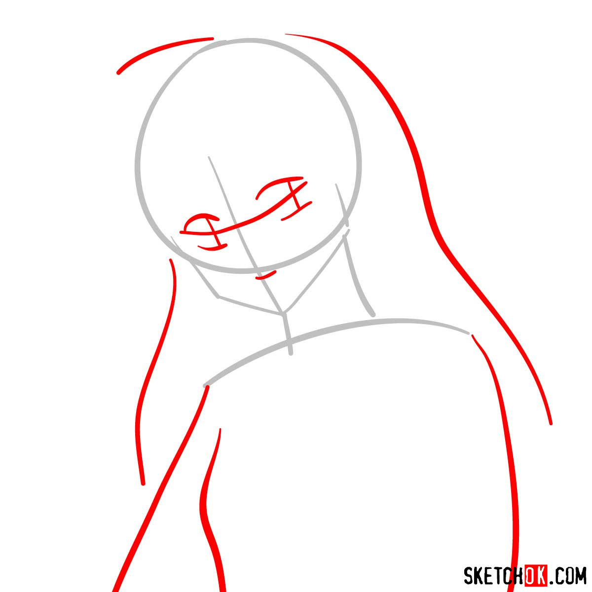 How to draw Kagome Higurashi | Inuyasha - step 02