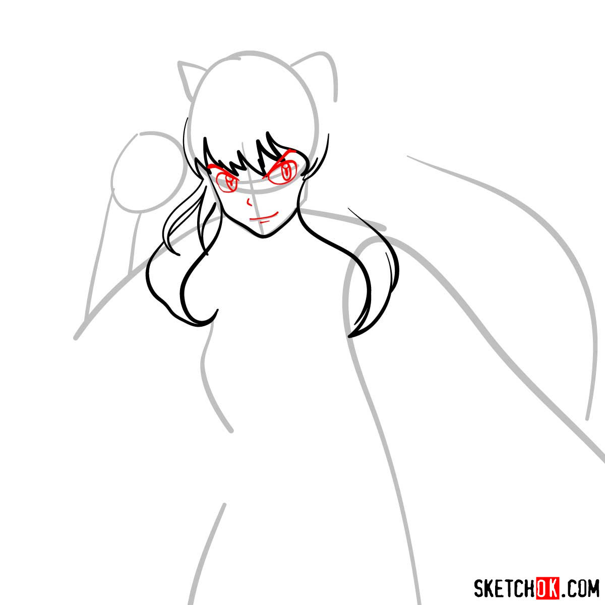How to draw Inuyasha - 12 steps tutorial - step 05