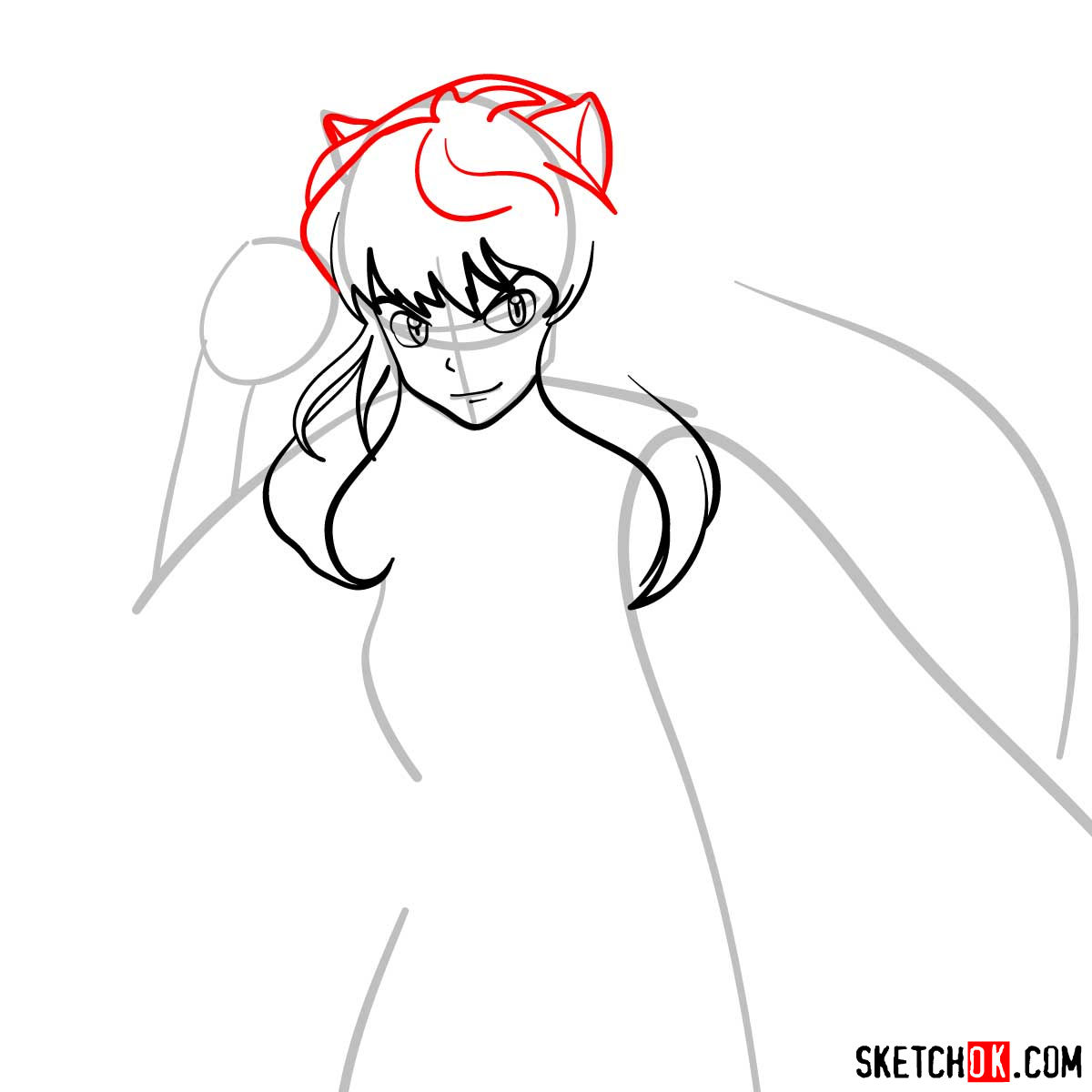 How to draw Inuyasha - 12 steps tutorial - step 06