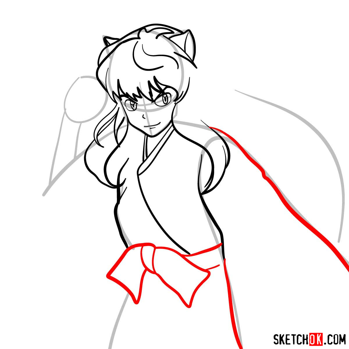 How to draw Inuyasha - 12 steps tutorial - step 08