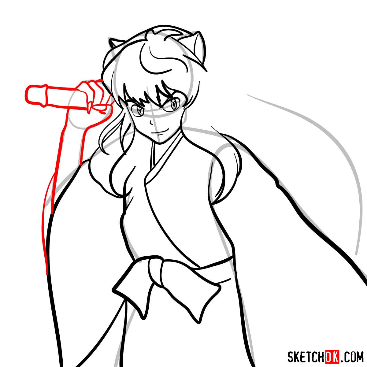 How to draw Inuyasha - 12 steps tutorial - step 10