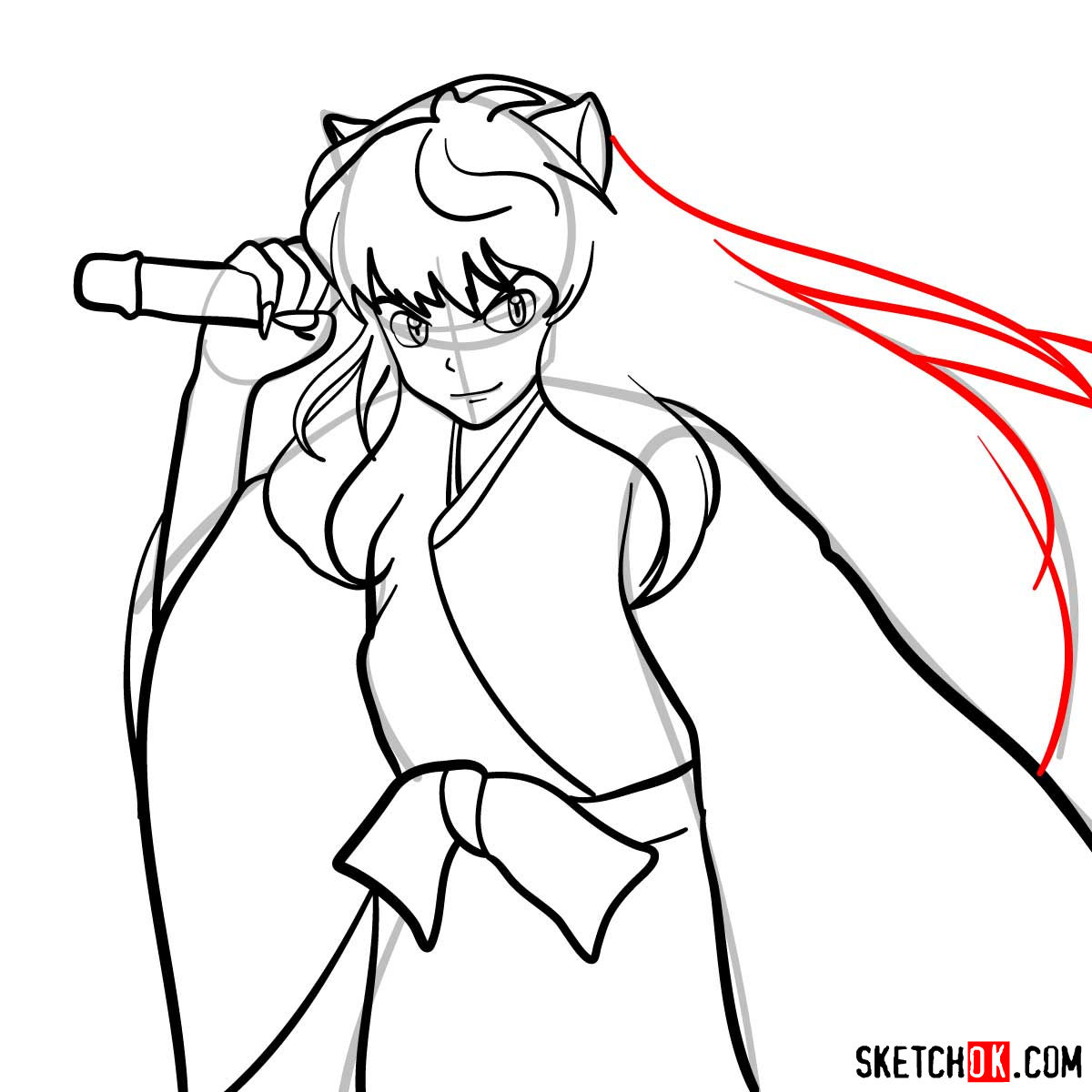 How to draw Inuyasha - 12 steps tutorial - step 11
