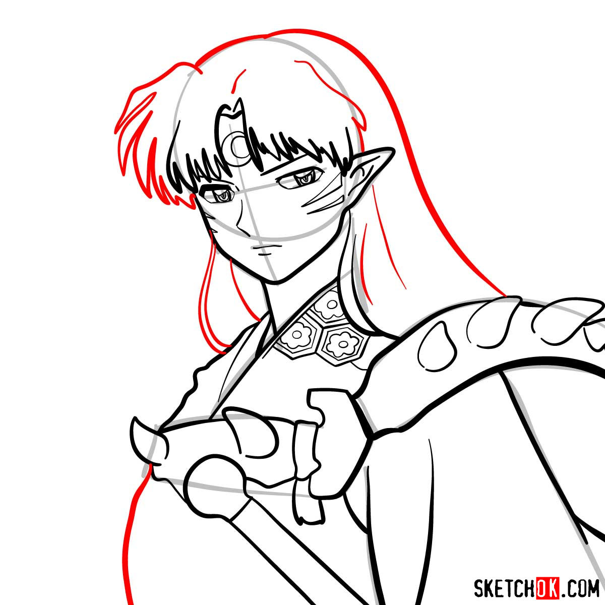 How to draw Sesshomaru | Inuyasha - Sketchok easy drawing guides