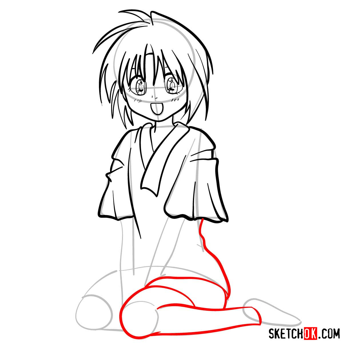 How to draw Makimachi Misao | Rurouni Kenshin - step 08