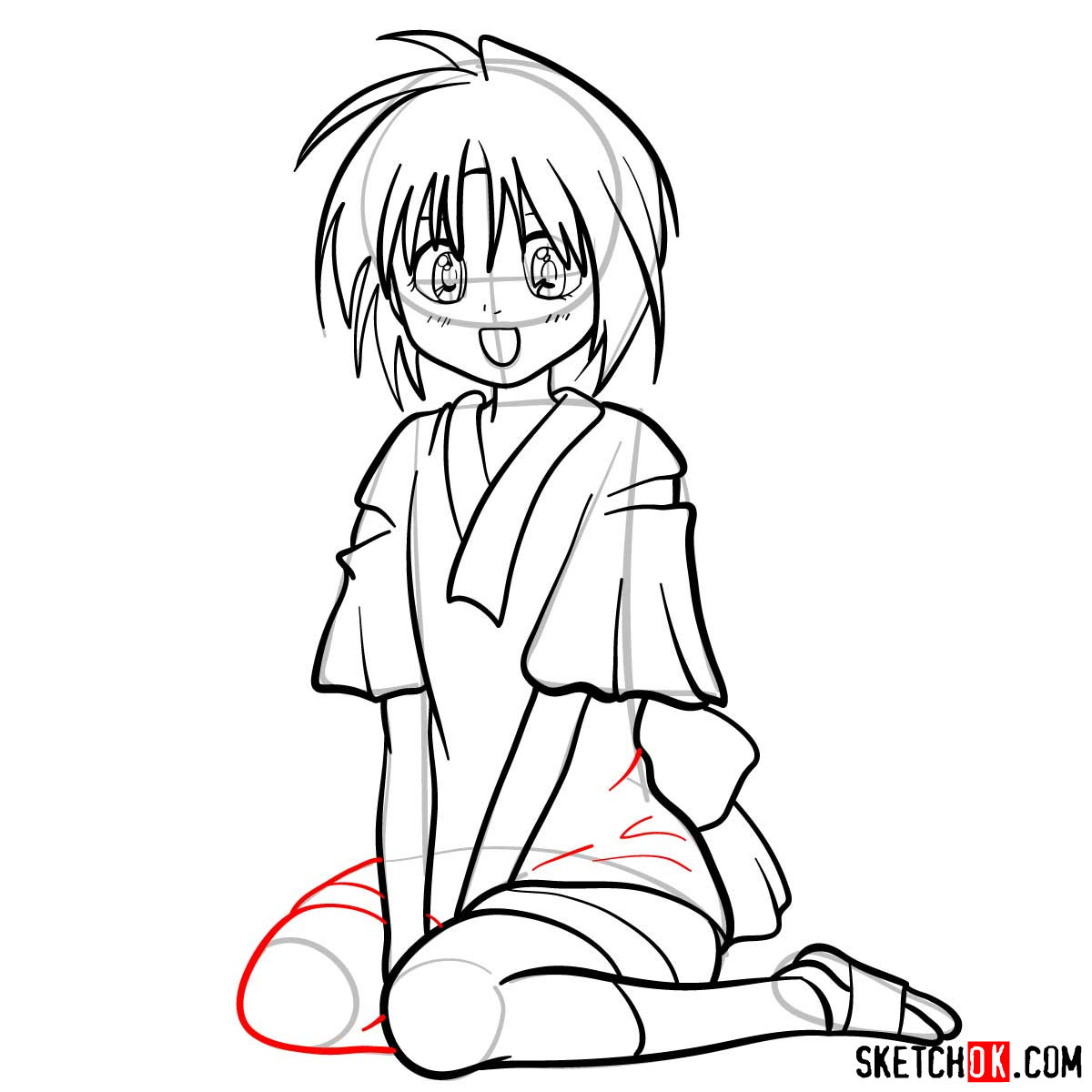 How to draw Makimachi Misao | Rurouni Kenshin - step 11