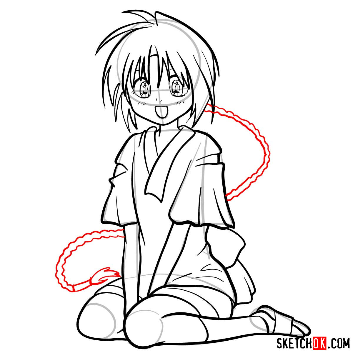 How to draw Makimachi Misao | Rurouni Kenshin - step 12