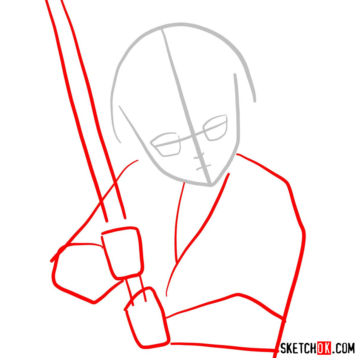 How to draw Myojin Yahiko | Rurouni Kenshin - step 02