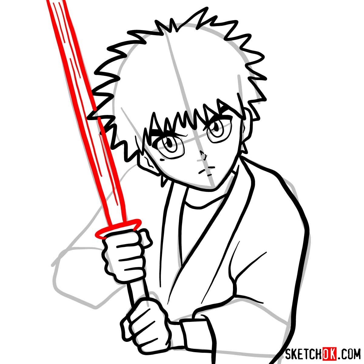 How to draw Myojin Yahiko | Rurouni Kenshin - step 09
