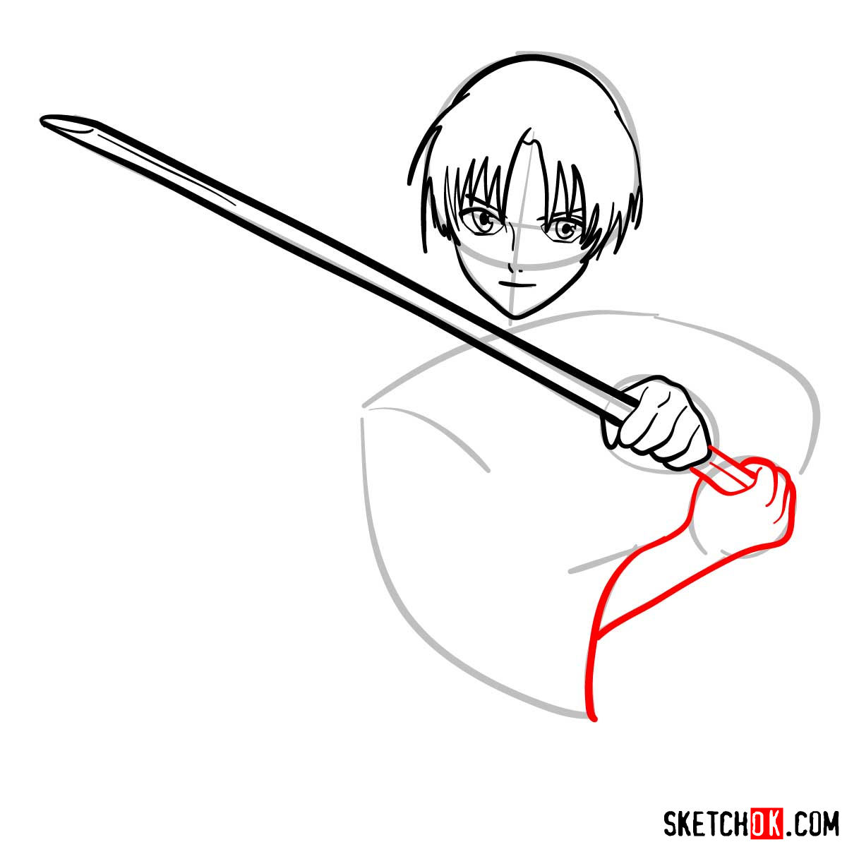 How to draw Kamiya Kaoru | Rurouni Kenshin - step 07
