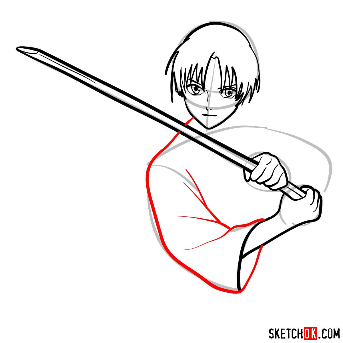 How to draw Kamiya Kaoru | Rurouni Kenshin - step 08