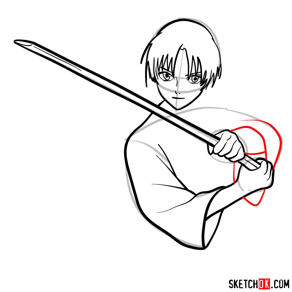 How to draw Kamiya Kaoru | Rurouni Kenshin - step 09