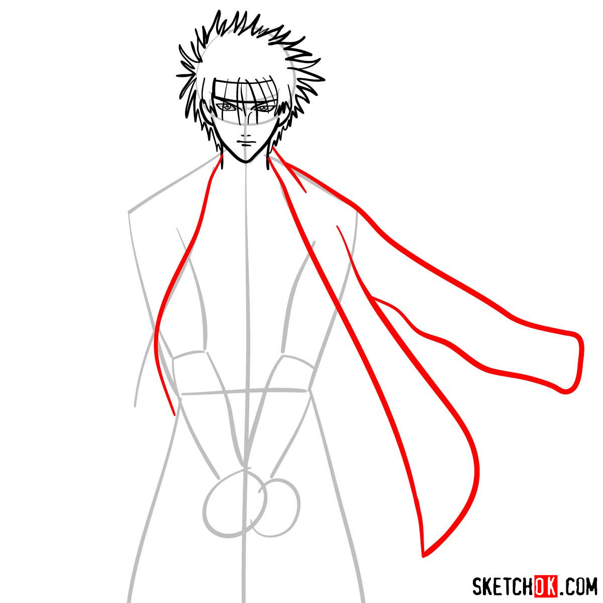 How to draw Sagara Sanosuke | Rurouni Kenshin - step 06