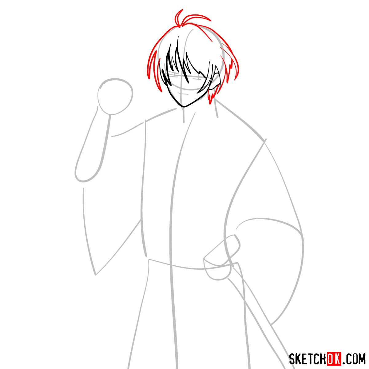 How to draw Seta Sojiro | Rurouni Kenshin - step 04