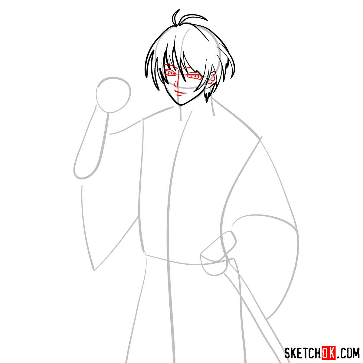 How to draw Seta Sojiro | Rurouni Kenshin - step 05