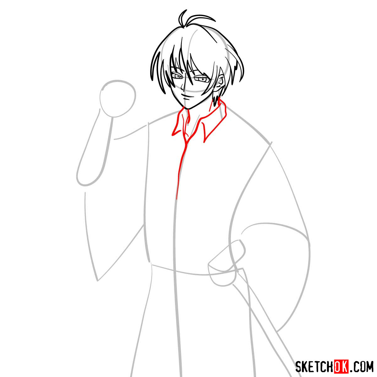 How to draw Seta Sojiro | Rurouni Kenshin - step 06