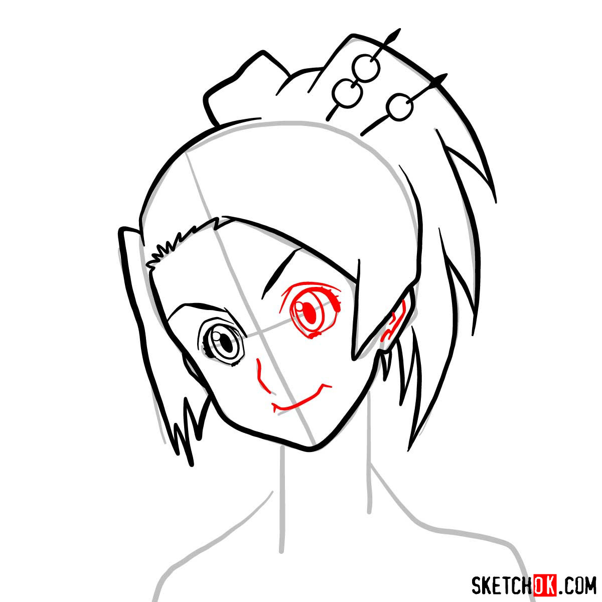 How to draw Fuu's face | Samurai Champloo - step 07