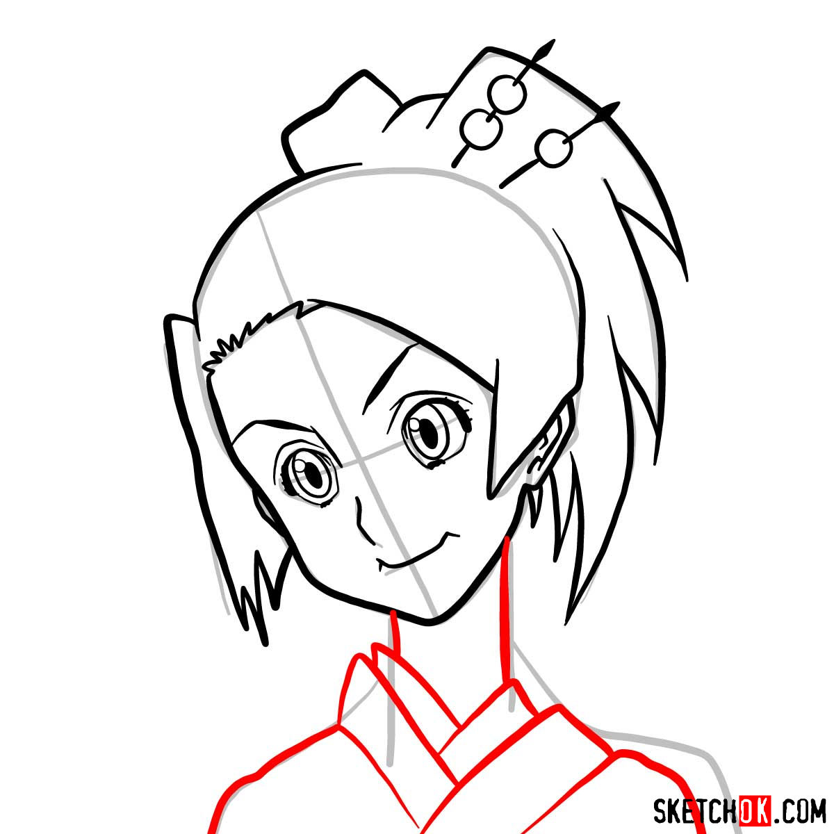 How to draw Fuu's face | Samurai Champloo - step 08