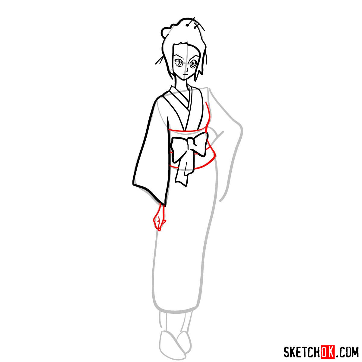 Drawing Fuu in full growth in 14 steps | Samurai Champloo - step 08
