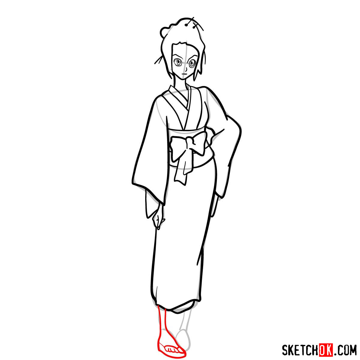 Drawing Fuu in full growth in 14 steps | Samurai Champloo - step 11