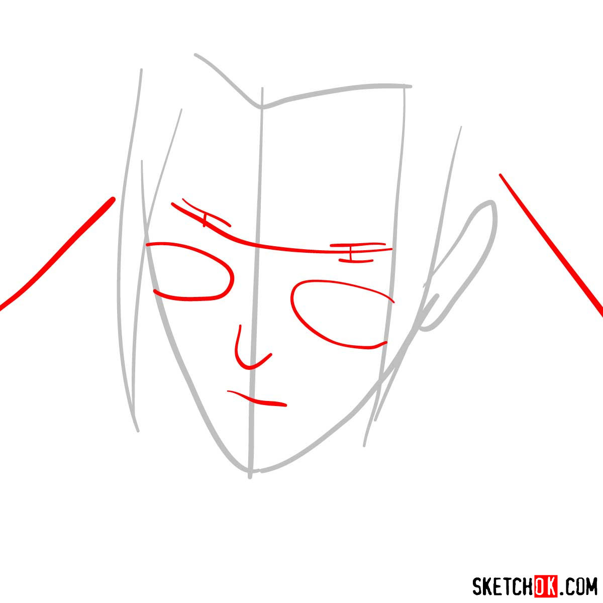 How to draw Jin's face | Samurai Champloo - step 02