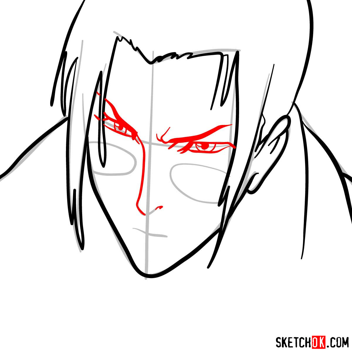 How to draw Jin's face | Samurai Champloo - step 06
