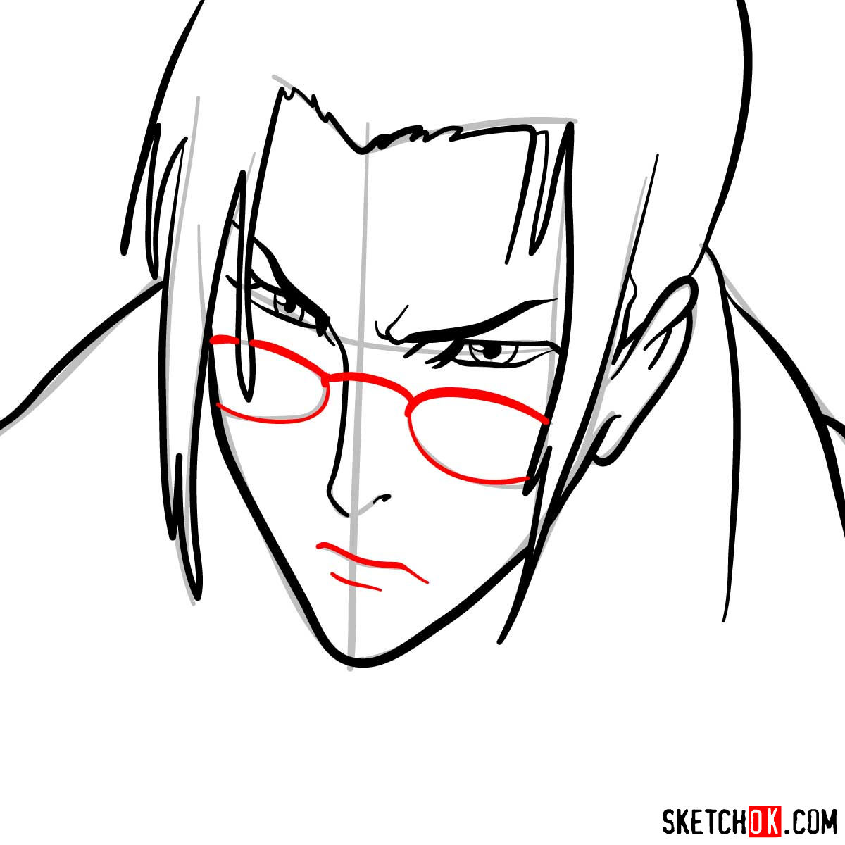 How to draw Jin's face | Samurai Champloo - step 07