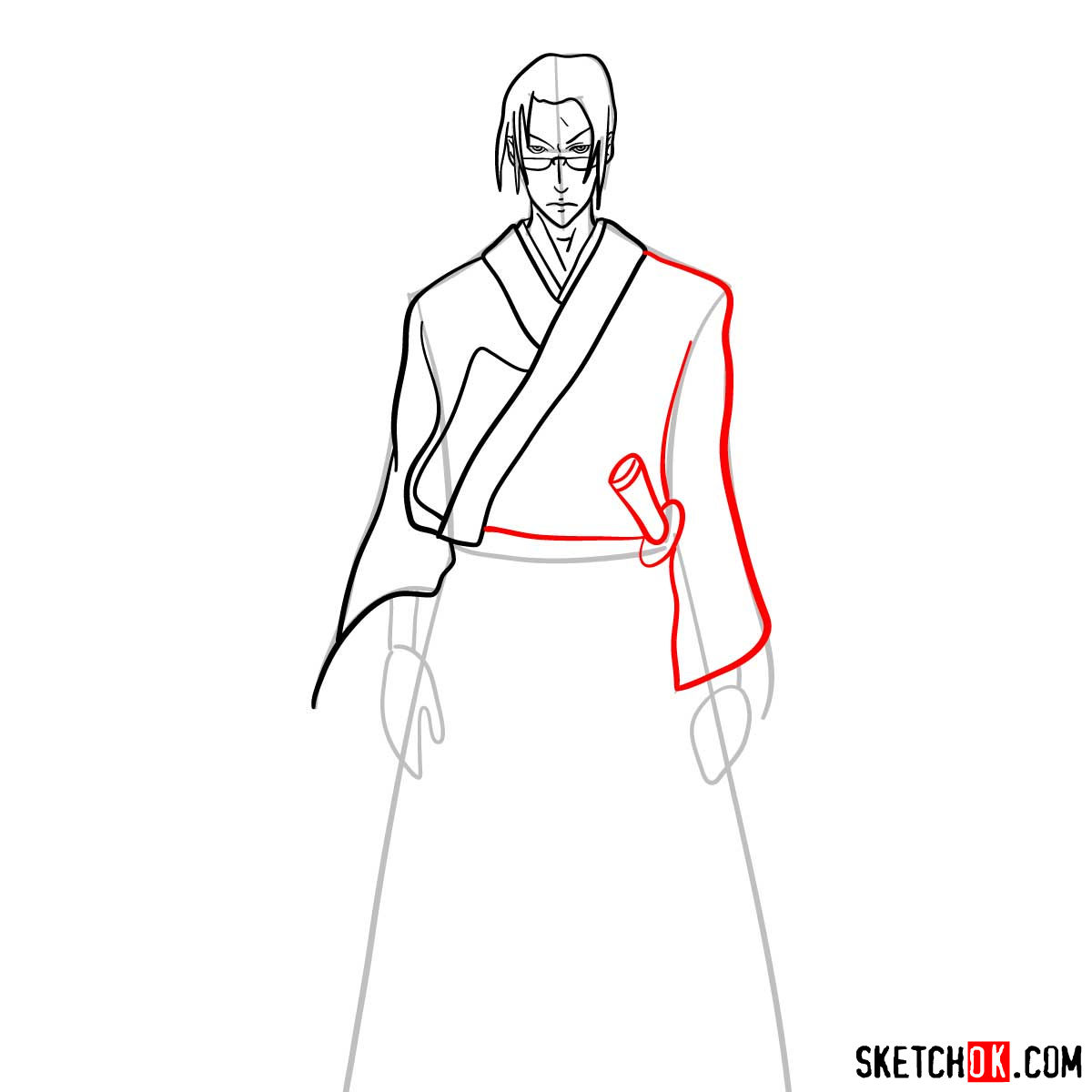 Making the drawing of Jin in full growth | Samurai Champloo - step 09