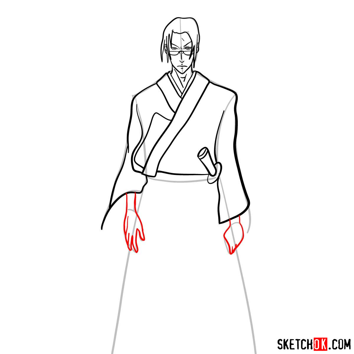 Making the drawing of Jin in full growth | Samurai Champloo - step 10
