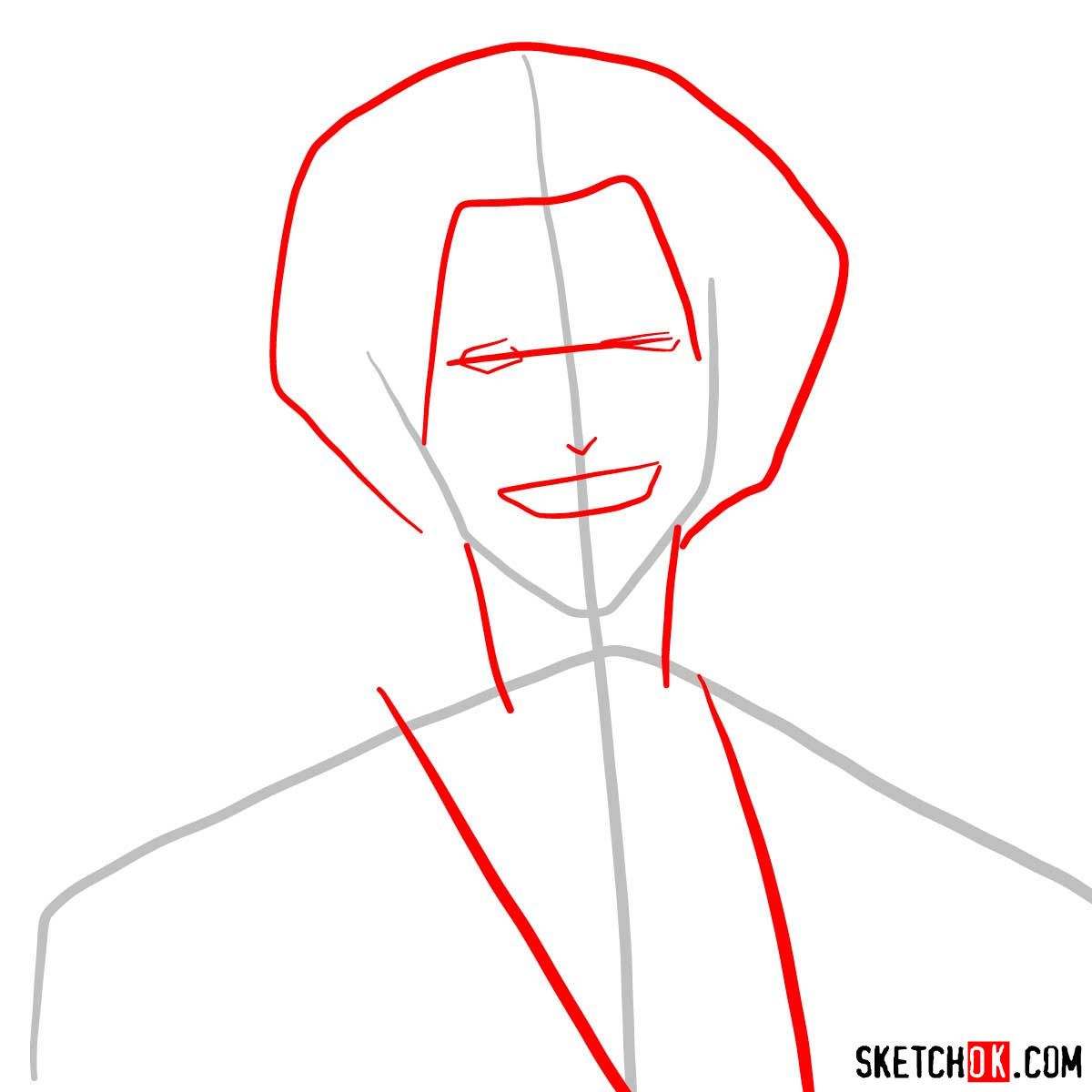 Making the drawing of Mugen's face in 12 steps | Samurai Champloo - step 02