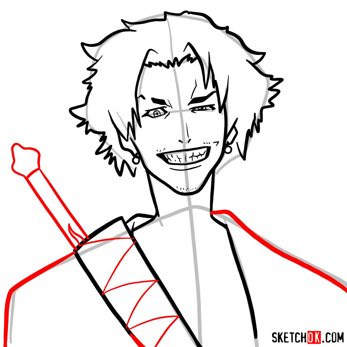 Making the drawing of Mugen's face in 12 steps | Samurai Champloo - step 10