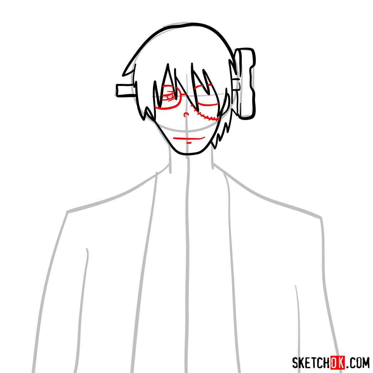 How to draw Franken Stein | Soul Eater anime - step 05
