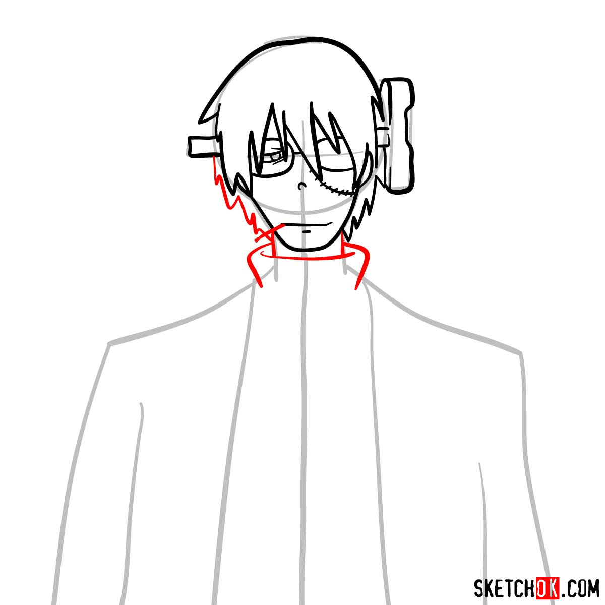 How to draw Franken Stein | Soul Eater anime - step 06