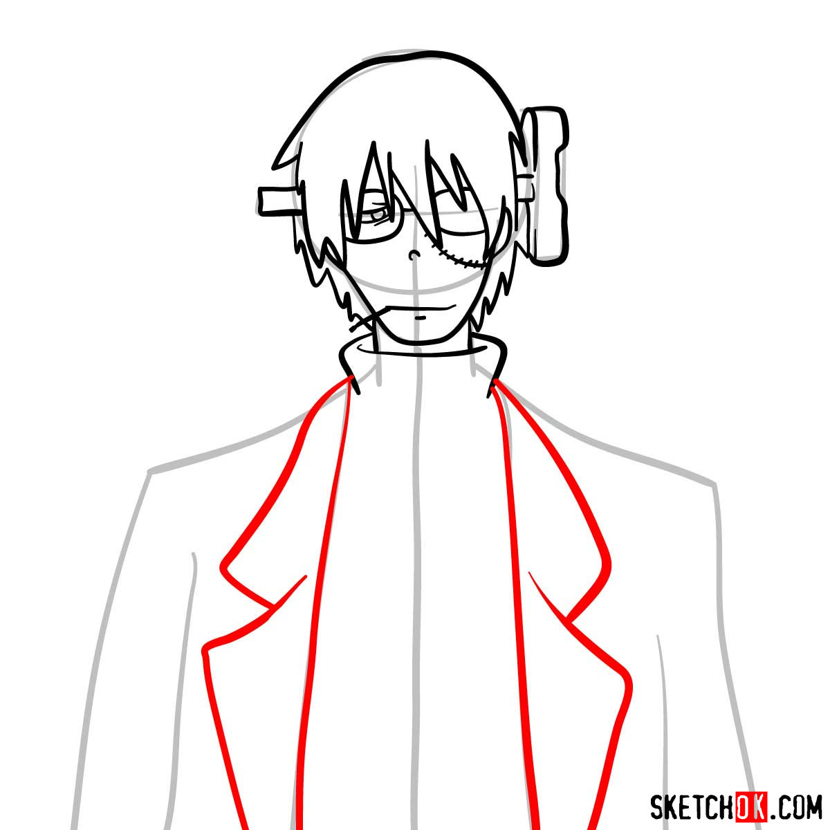 How to draw Franken Stein | Soul Eater anime - step 07