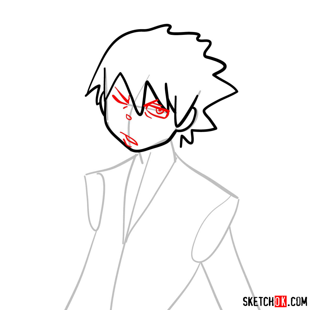 How to draw Soul Evans | Soul Eater anime - step 05