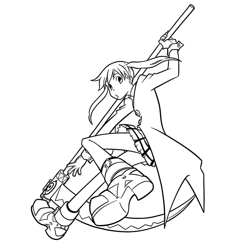 How to Draw Maka Albarn with Soul Evans as a Death Scythe