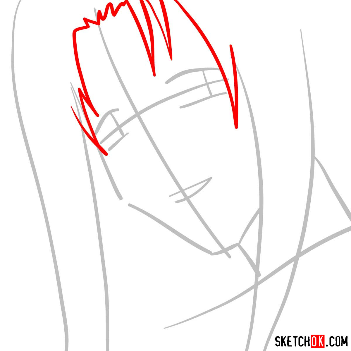 How to draw Rem Saverem from Trigun anime - step 03