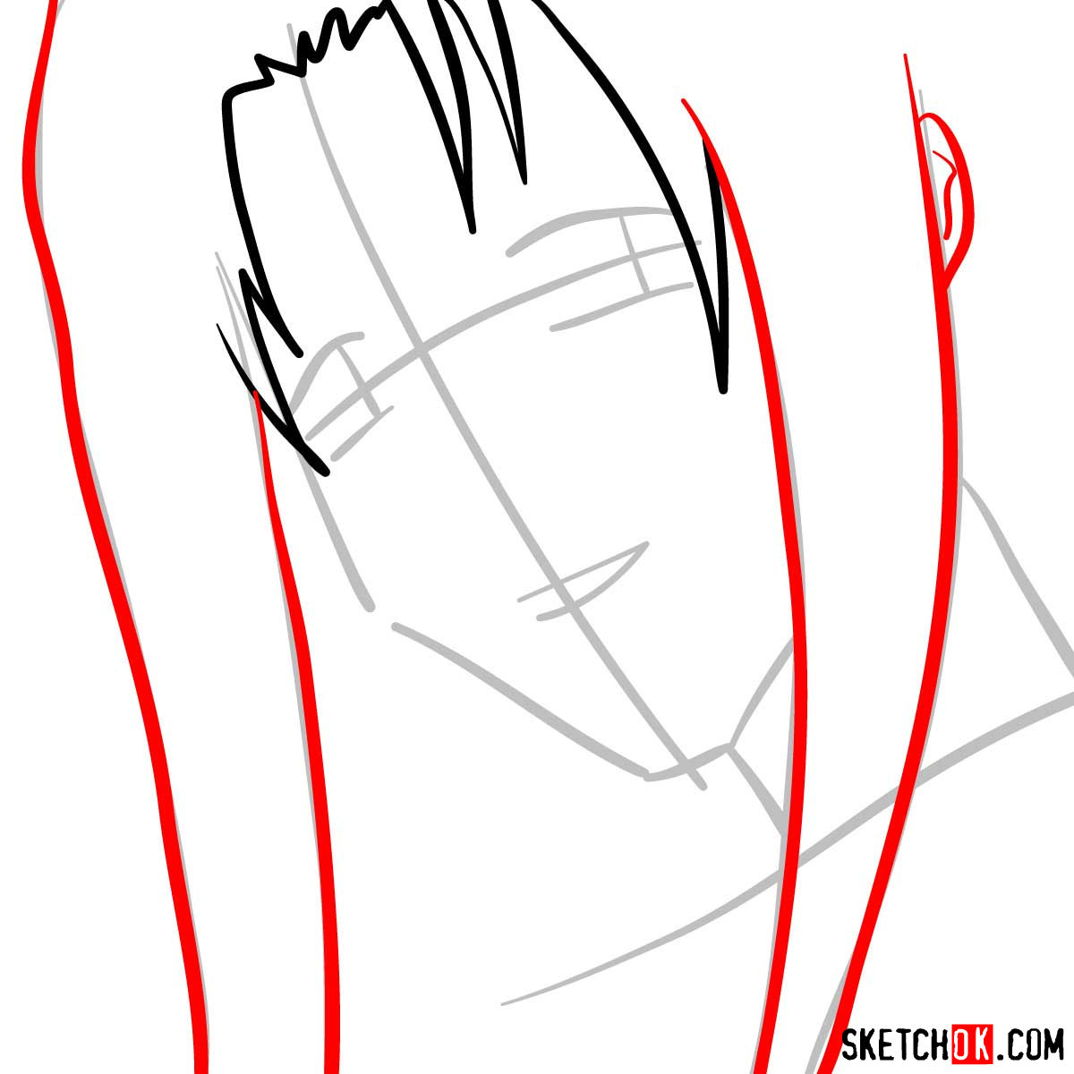 How to draw Rem Saverem from Trigun anime - step 04