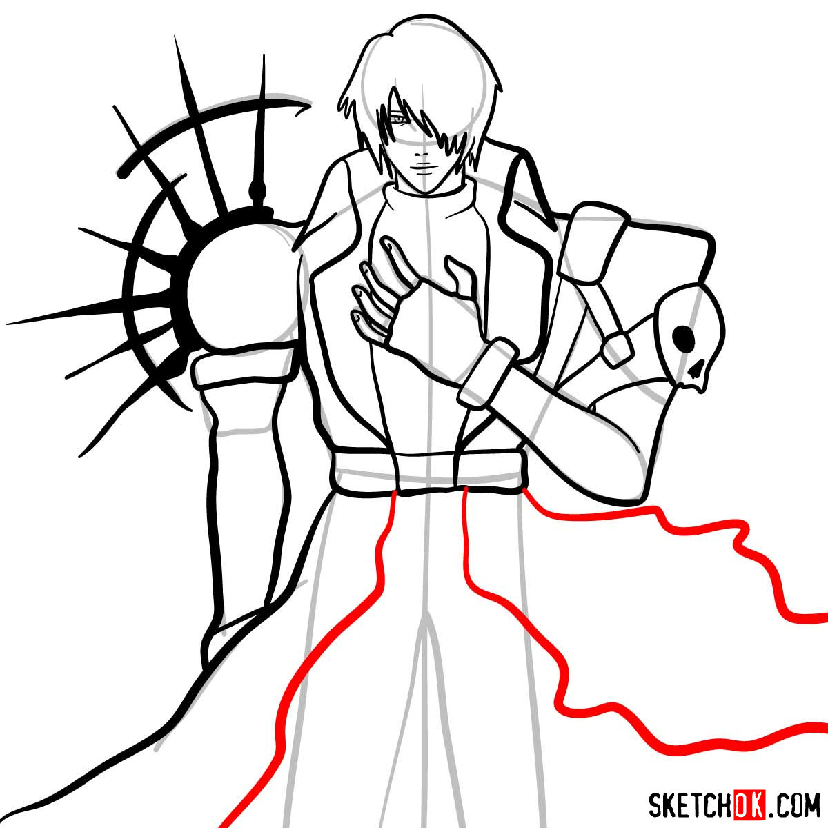 How to draw Legato Bluesummers from Trigun anime - step 13