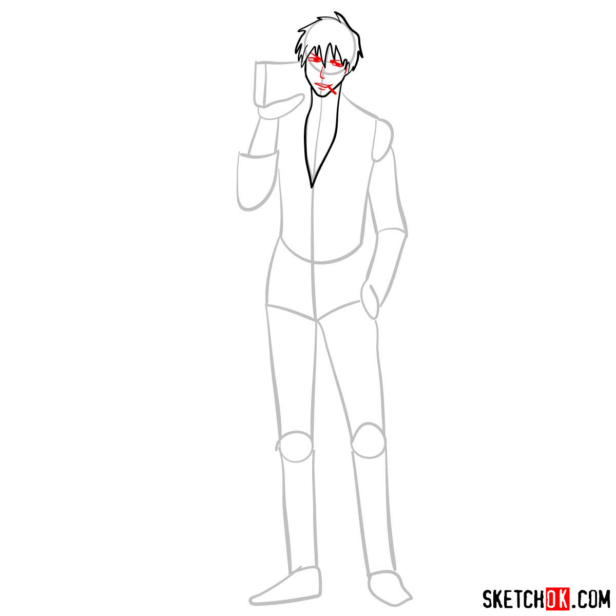 How to draw Nicholas D. Wolfwood from Trigun anime - step 05