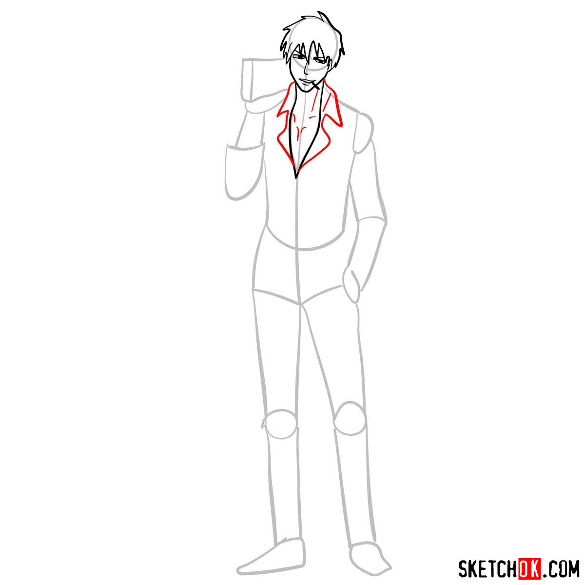 How to draw Nicholas D. Wolfwood from Trigun anime - step 06