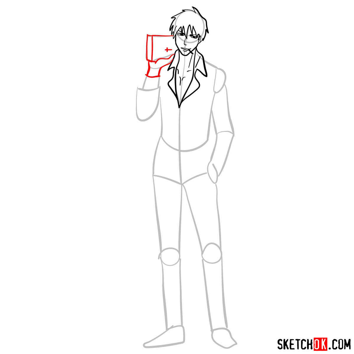 How to draw Nicholas D. Wolfwood from Trigun anime - step 07