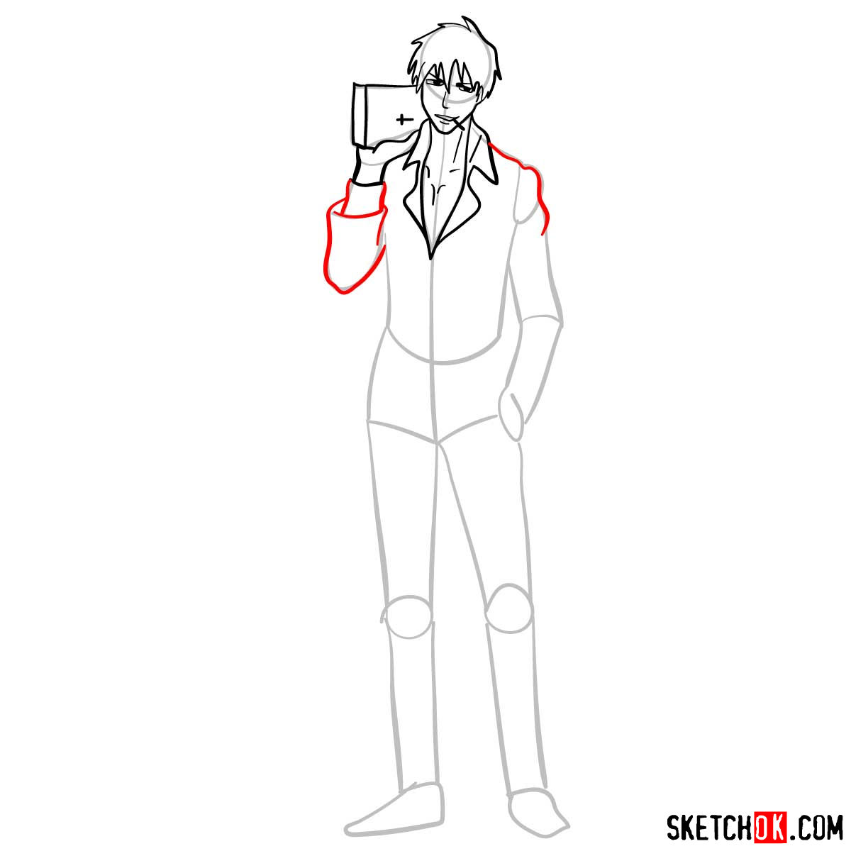 How to draw Nicholas D. Wolfwood from Trigun anime - step 08