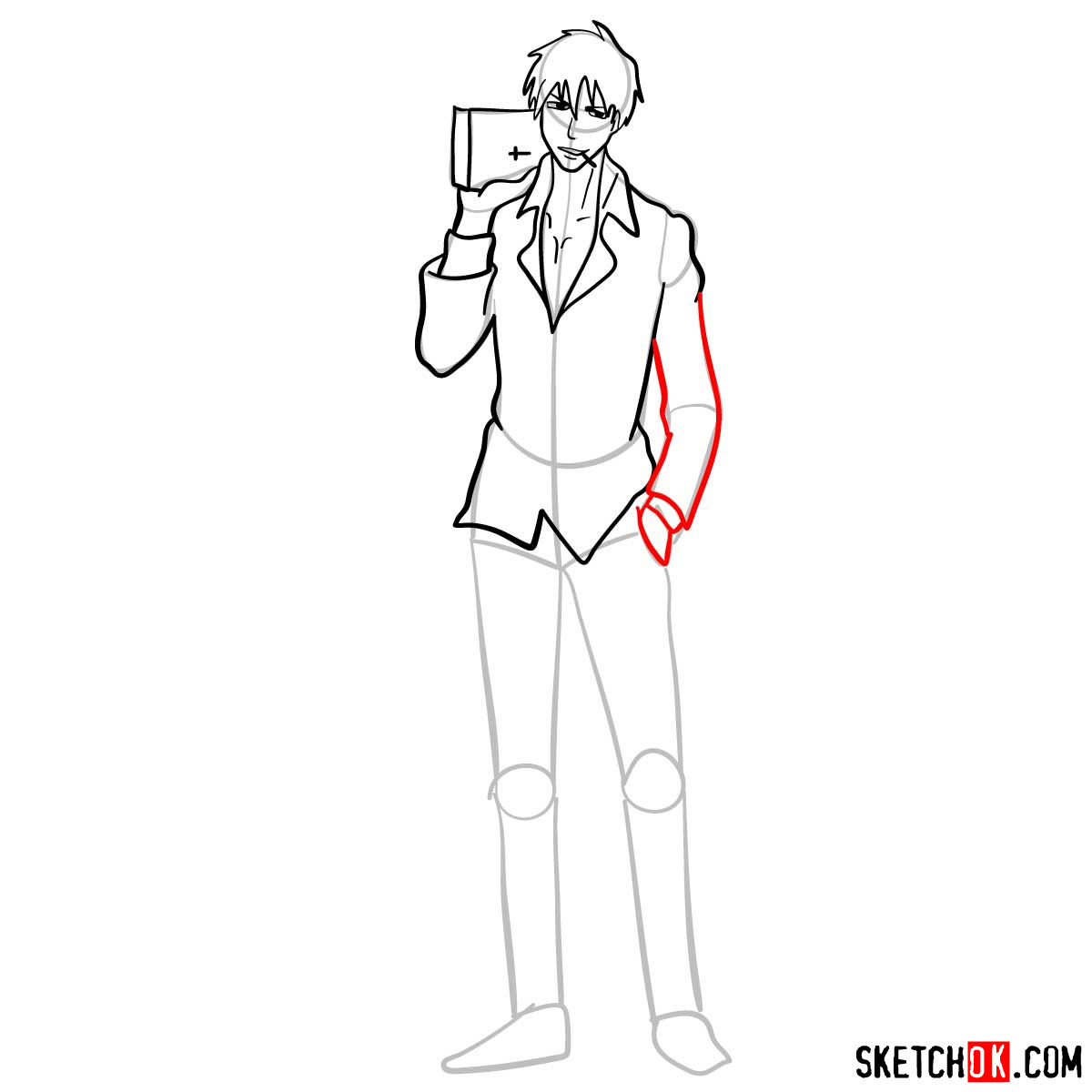 How to draw Nicholas D. Wolfwood from Trigun anime - step 10