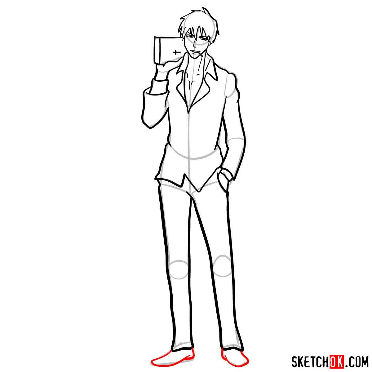 How to draw Nicholas D. Wolfwood from Trigun anime - step 12