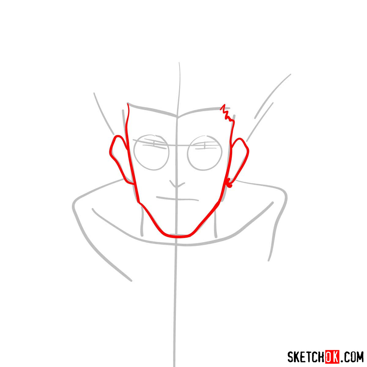 How to draw Vash's face | Trigun anime - step 03
