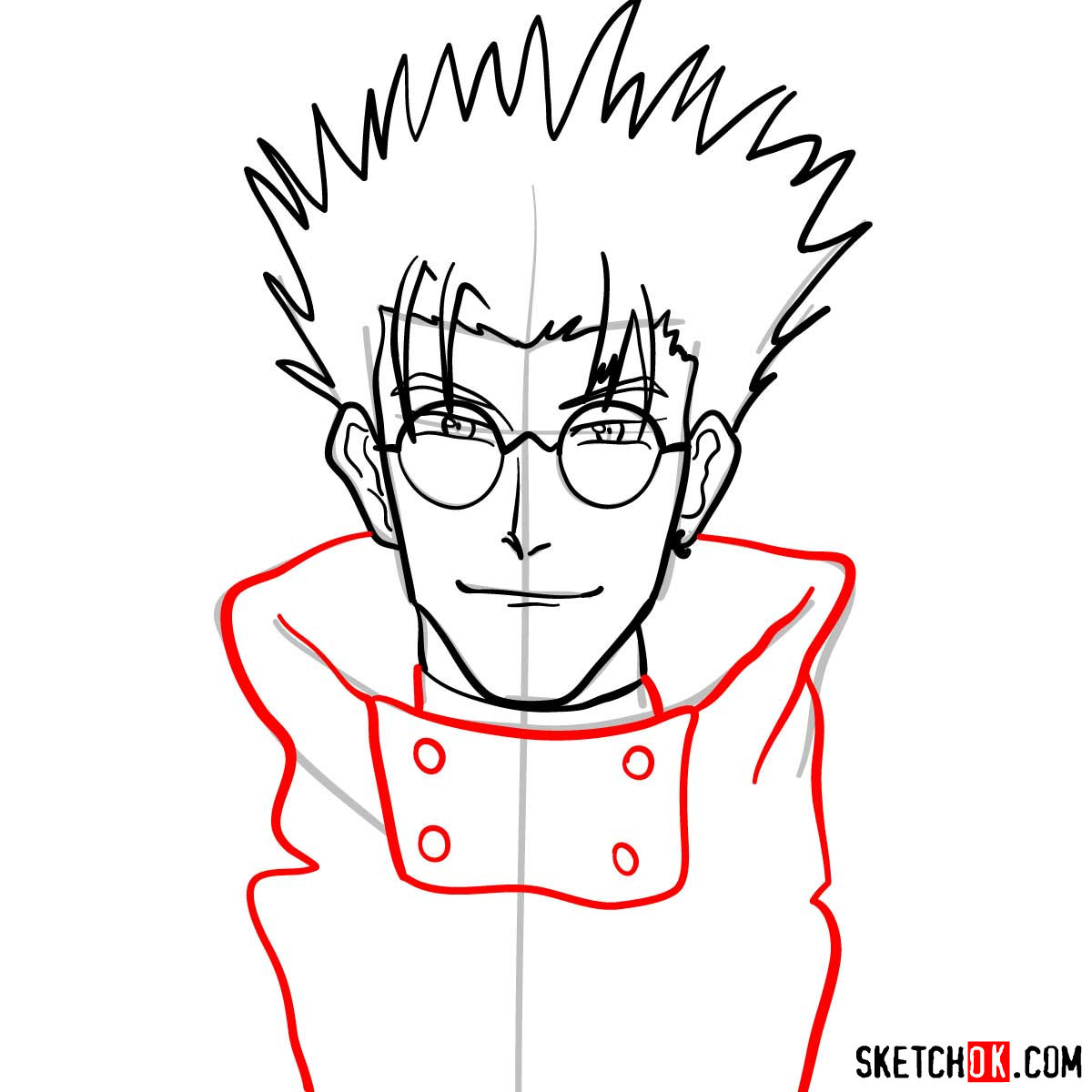 How to draw Vash's face | Trigun anime - step 08