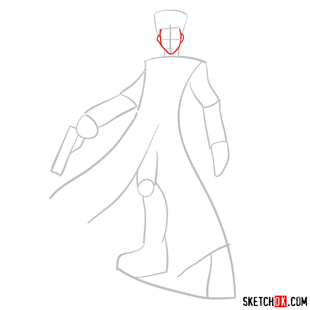 How to draw Vash the Stampede from Trigun anime - step 03