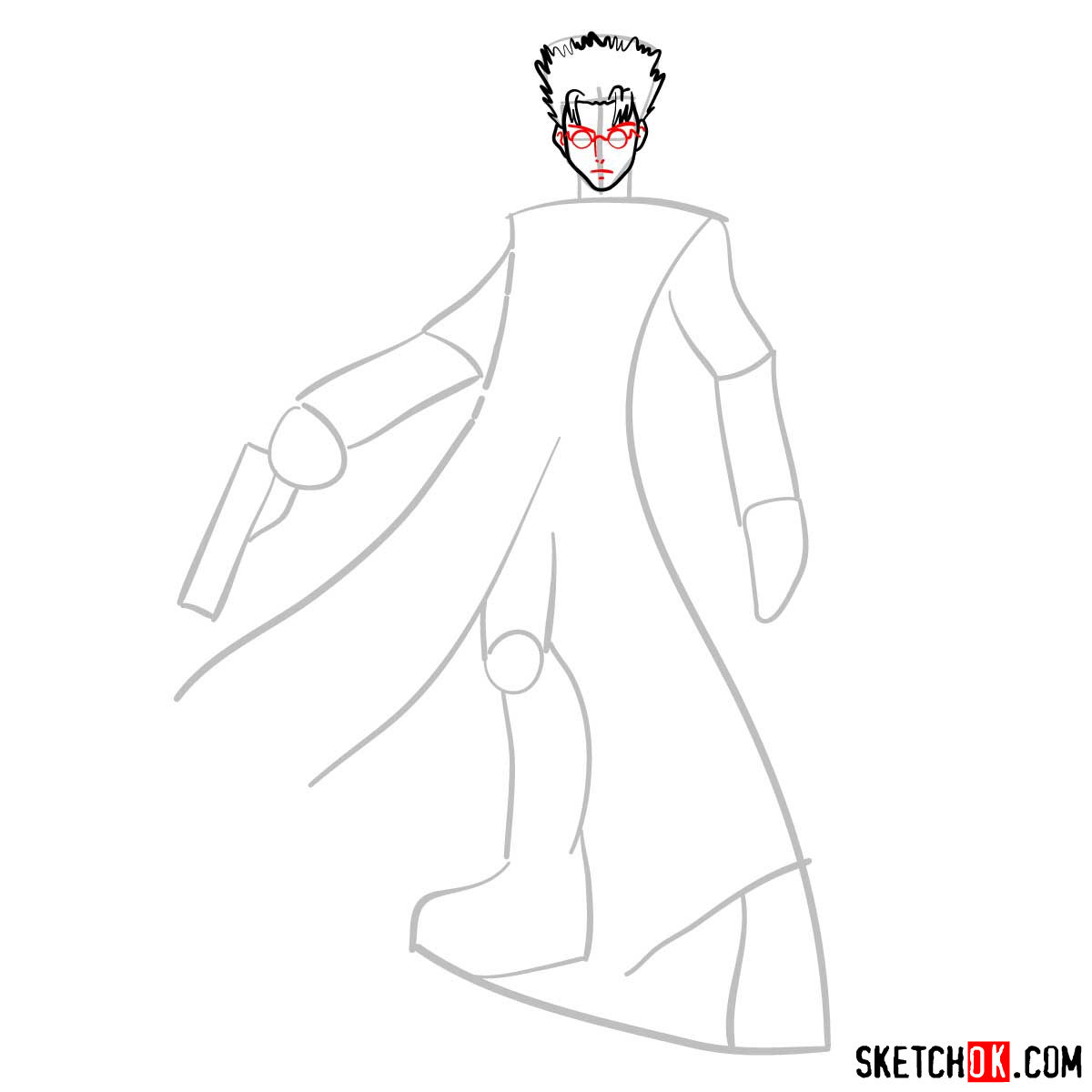 How to draw Vash the Stampede from Trigun anime - step 05